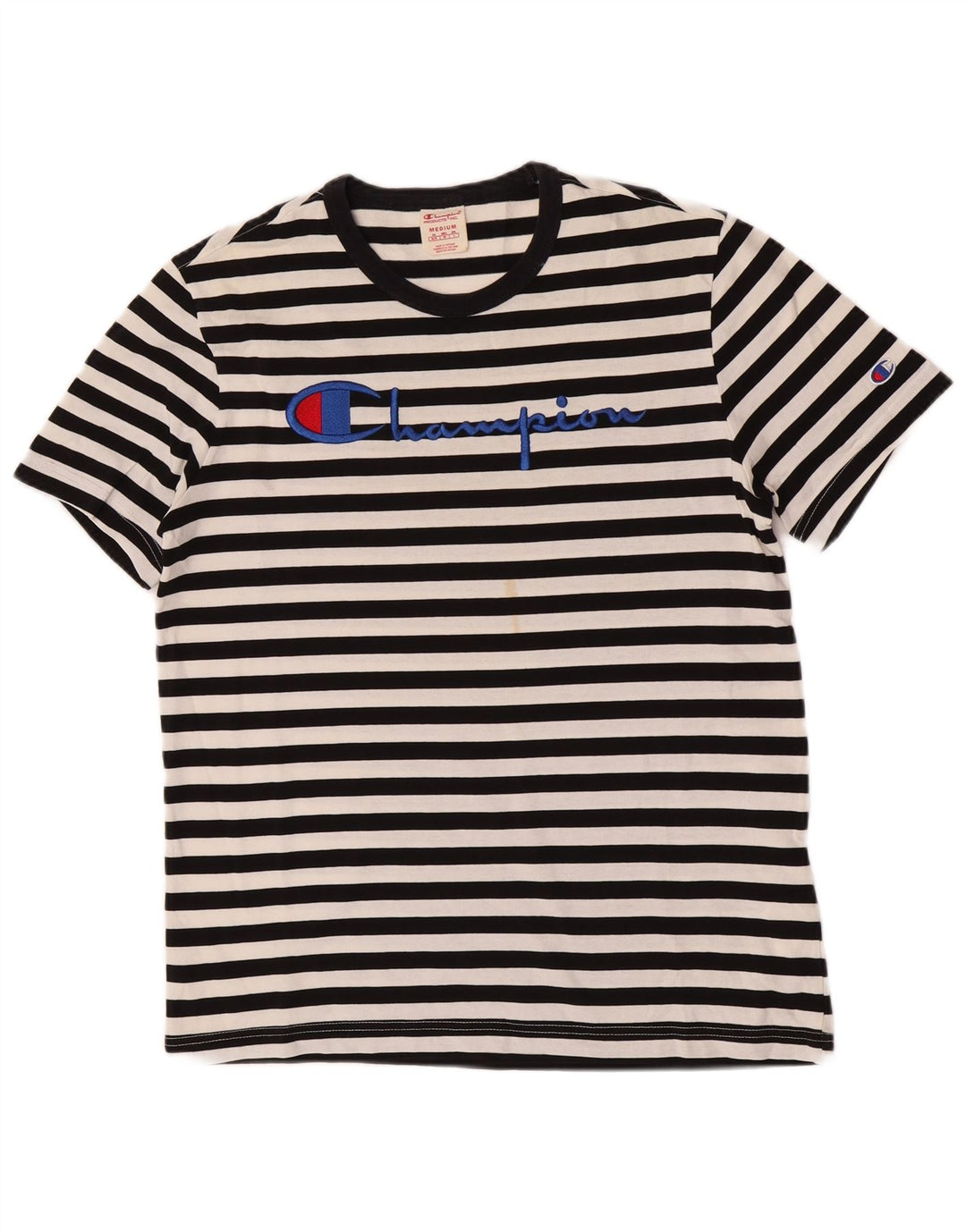 Champion Herren-T-Shirt mit Grafik, mittelschwarz, gestreift, Baumwolle