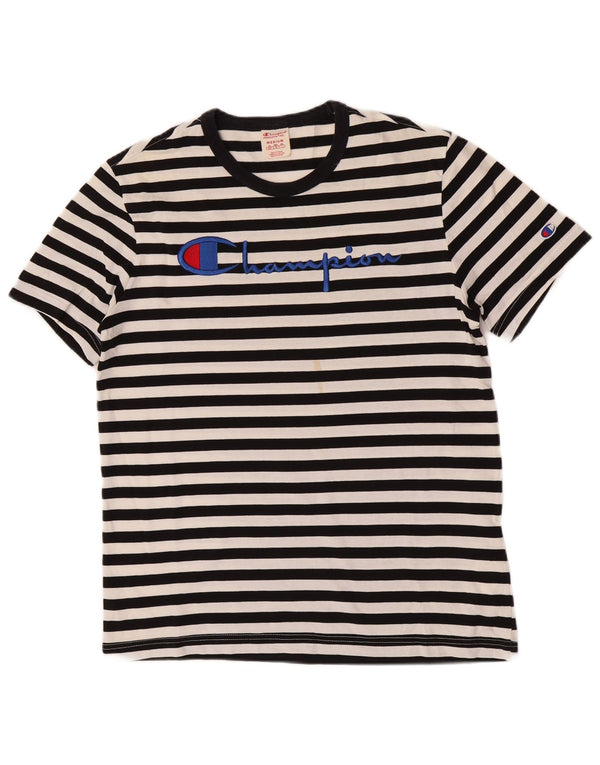 Champion Herren-T-Shirt mit Grafik, mittelschwarz, gestreift, Baumwolle