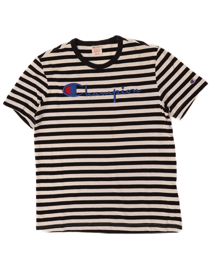 Champion Herren-T-Shirt mit Grafik, mittelschwarz, gestreift, Baumwolle