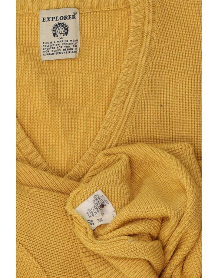 Explorer Herren-Pullover mit V-Ausschnitt, IT 50, mittelgelbe Wolle