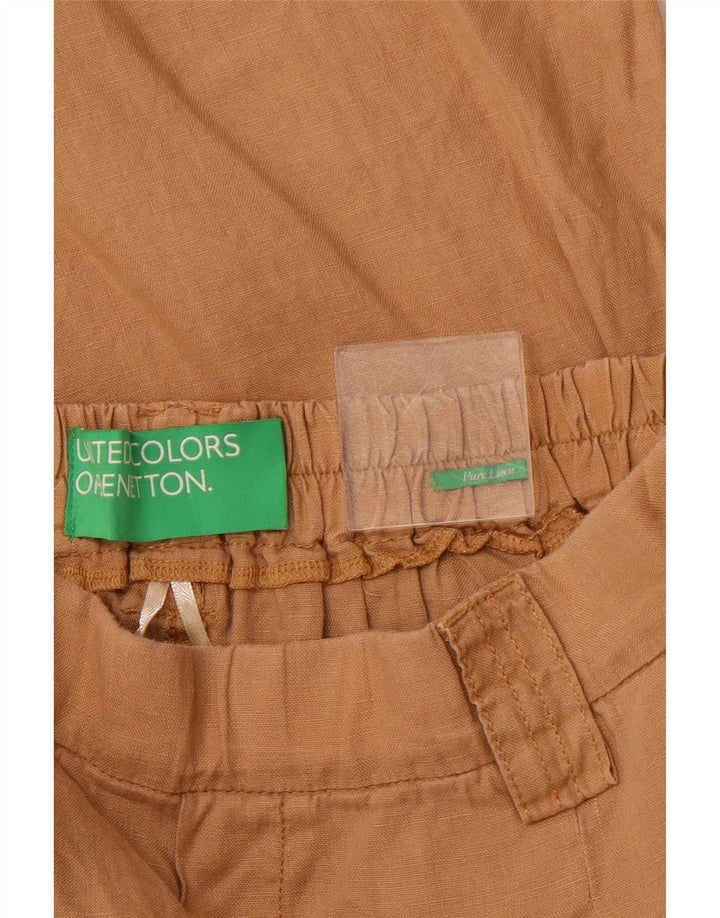 BENETTON Damen Chinoshorts W30 Mittelbraunes Leinen