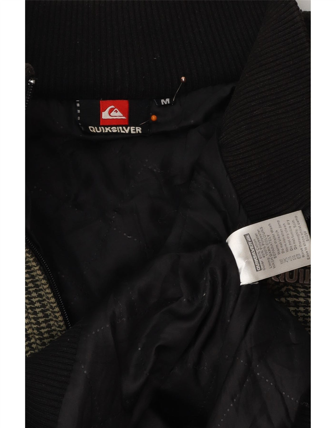 QUIKSILVER Herren-Utility-Jacke mit Kapuze, UK 38, Mittelgrün mit Hahnentrittmuster