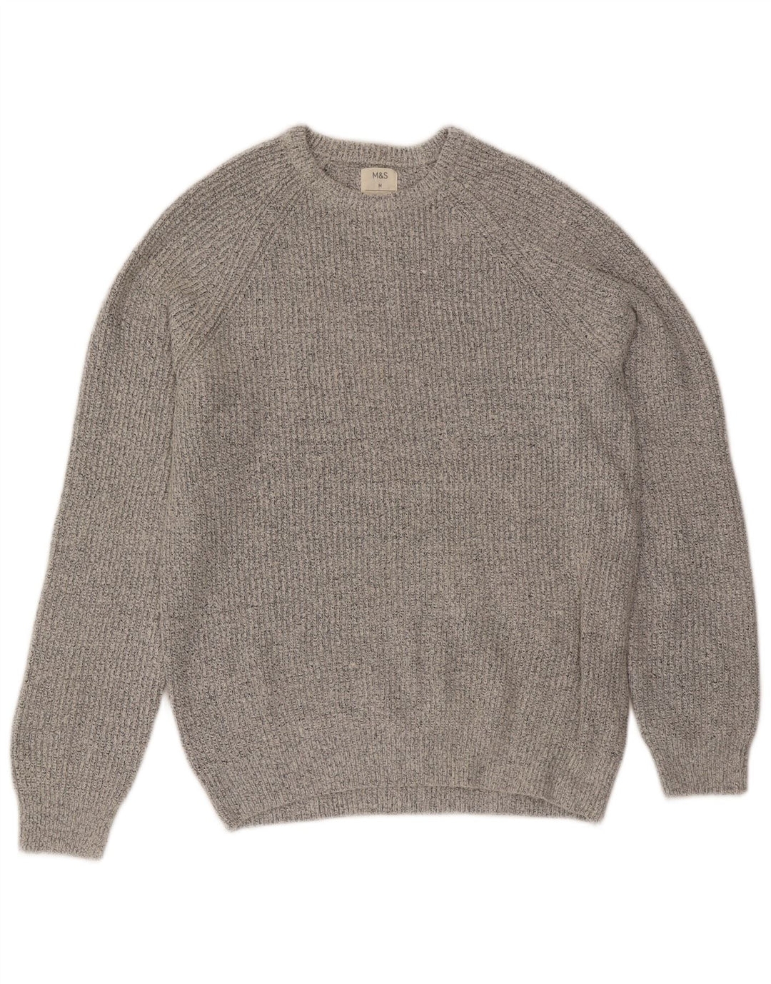 Marks & Spencer Herren-Pullover mit Rundhalsausschnitt, mittelgraues Polyamid