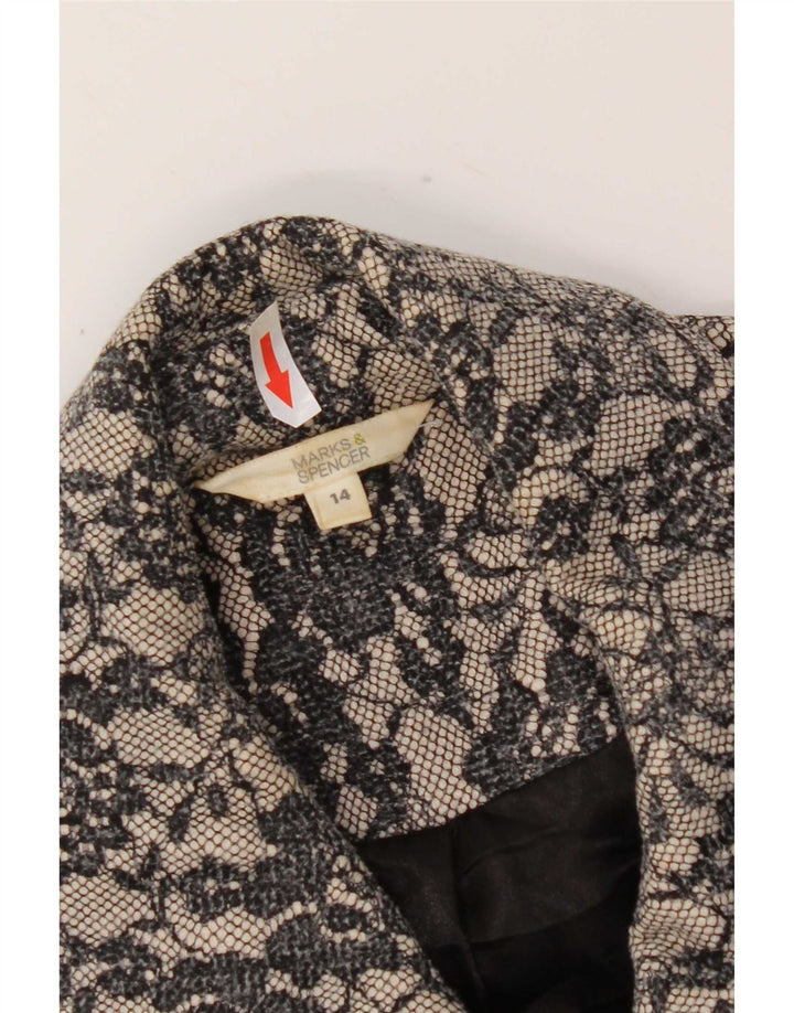 Marks & Spencer Damen Blazer Jacke UK 14 Mittelgrau geblümt