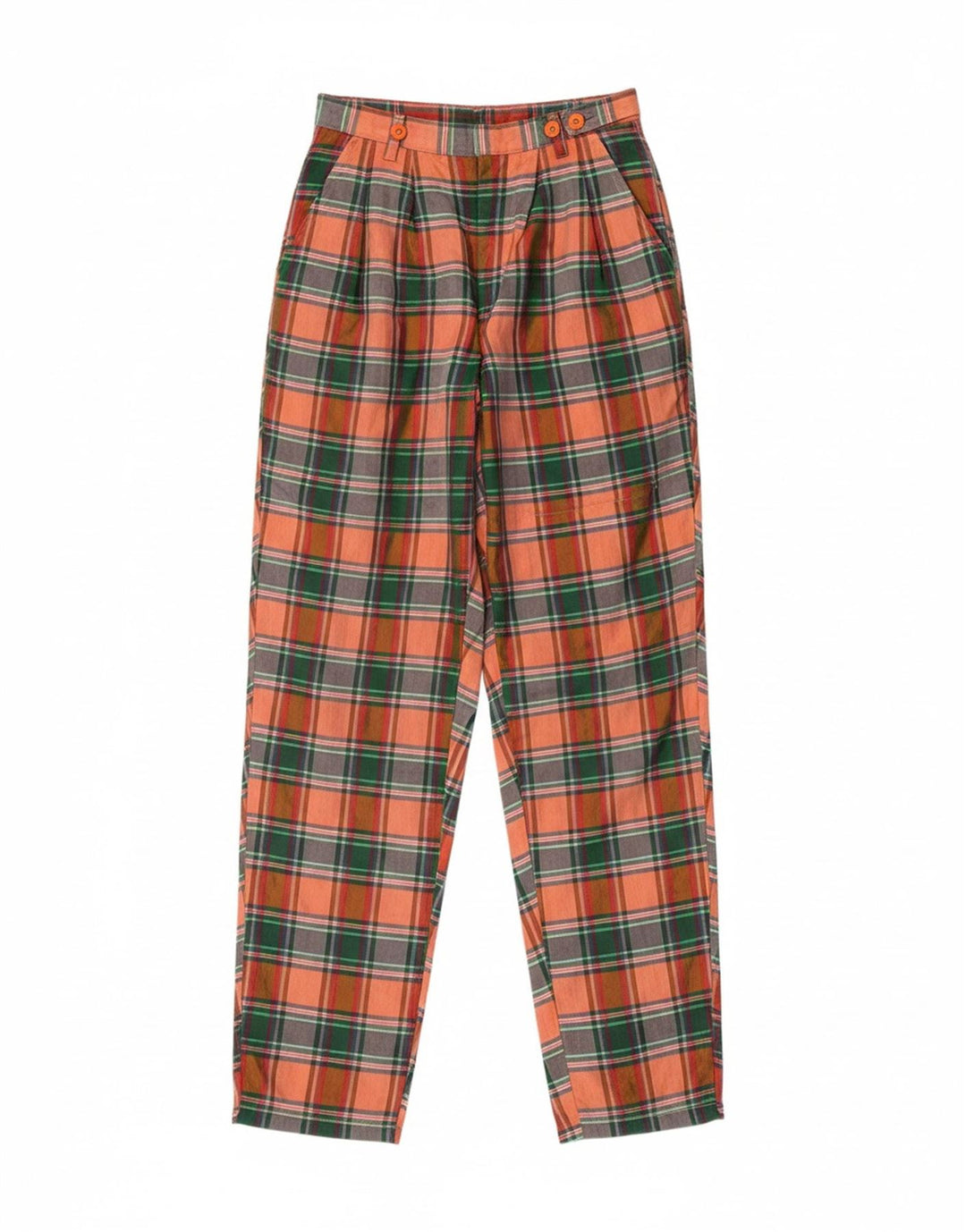 VINTAGE Womens Chino Trousers IT 40 Small W24 L28 Multicoloured Check