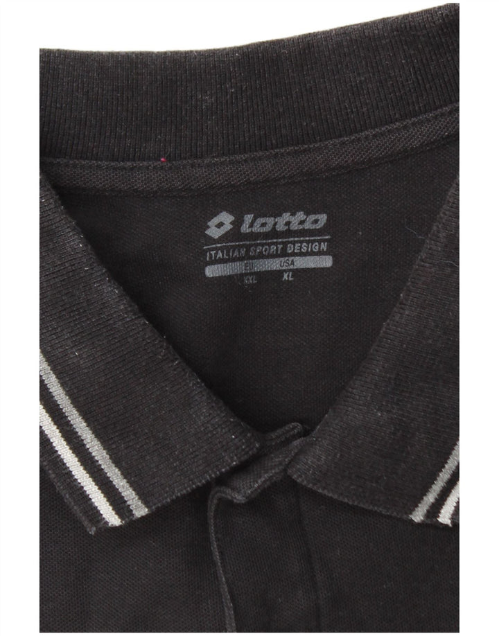 LOTTO Mens Polo Shirt XL Black Cotton