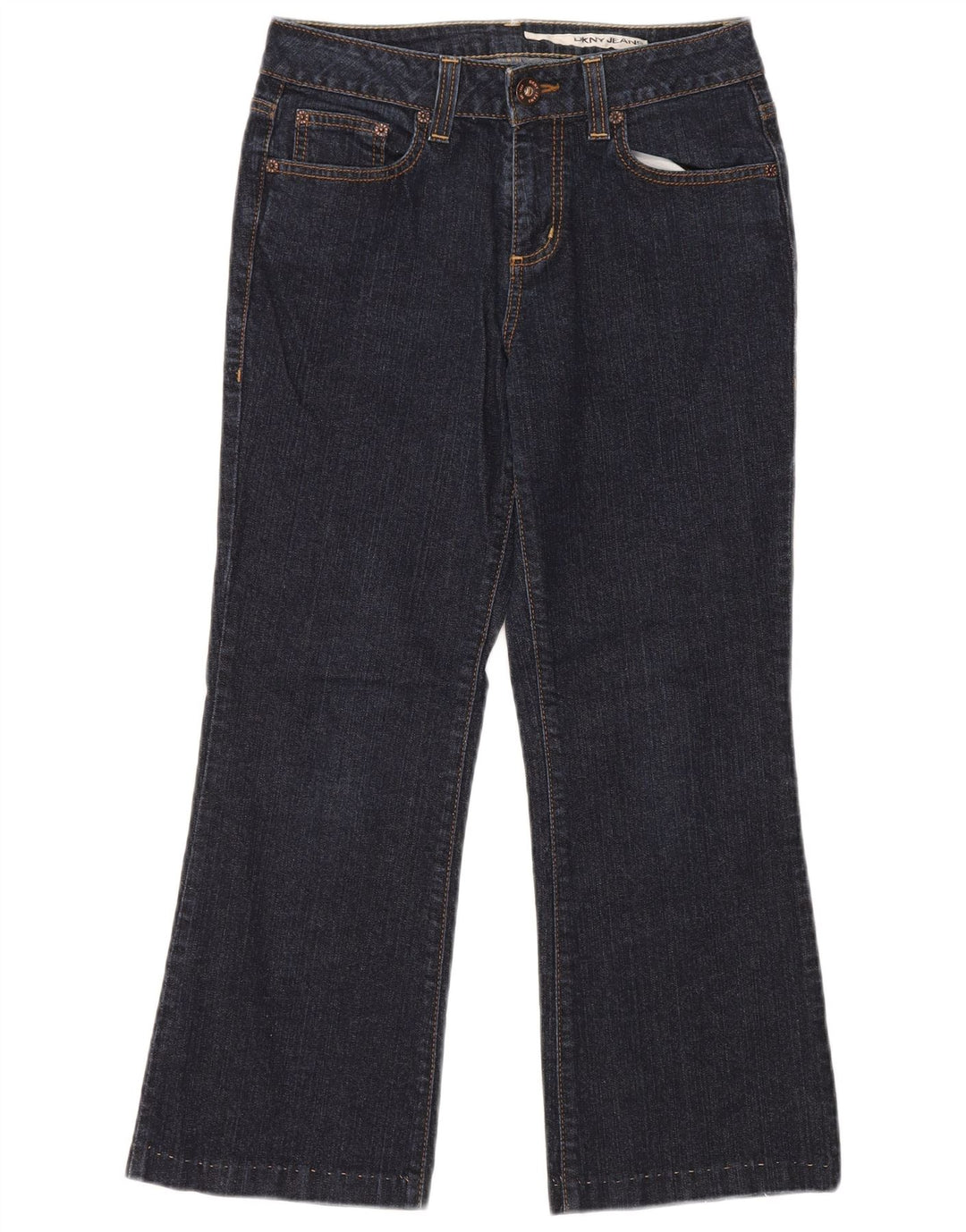 DKNY Damen-Cropped-Jeans US 6 Medium W28 L25 Marineblaue Baumwolle