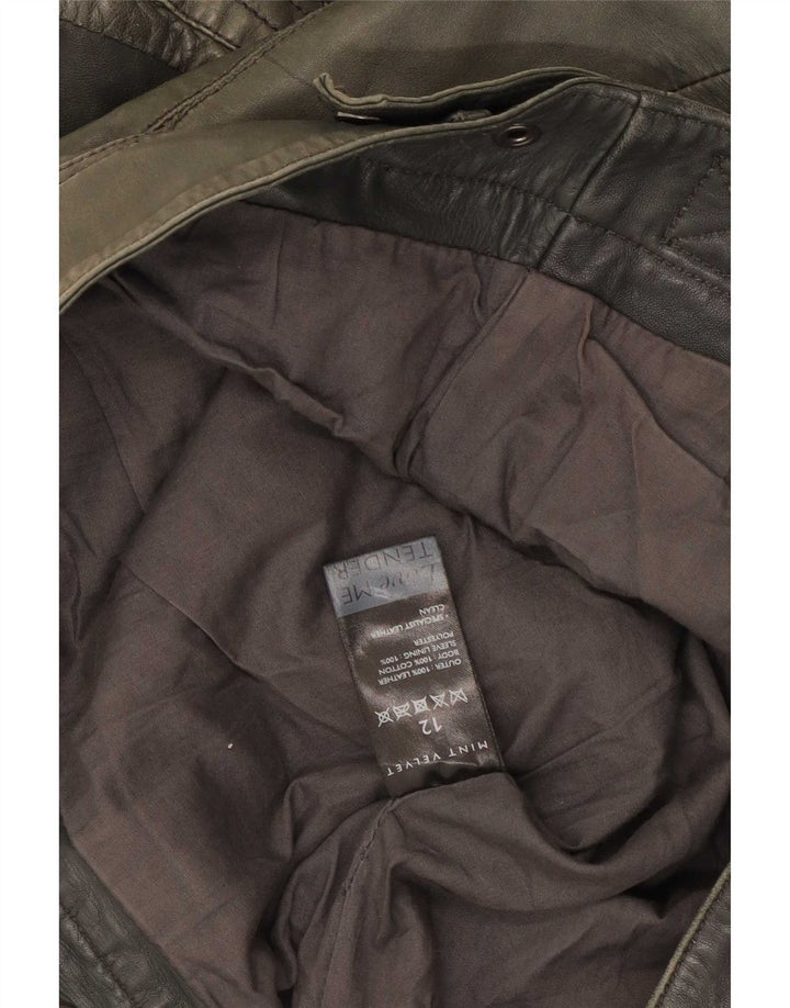 MINT VELVET Damen Lederjacke UK 12 Mittelgrün