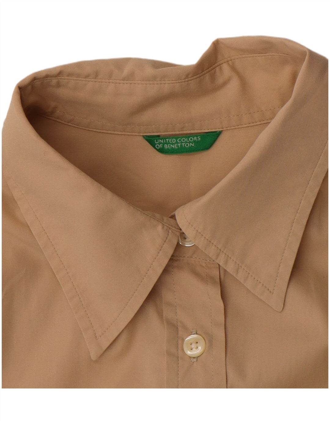 Benetton Damen Kurzarmhemd UK 14 Large Beige