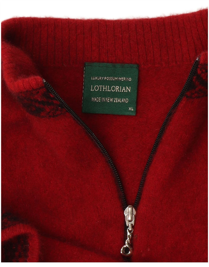 Lothlorian Damen Strickjacke Pullover UK 18 XL Rot Geometrisch