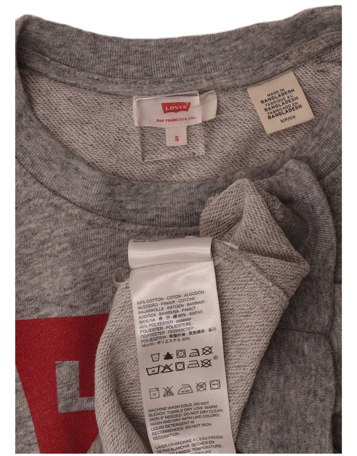 LEVI'S Womens Oversized Graphic Sweatshirt Jumper UK 10 Small Grey Cotton