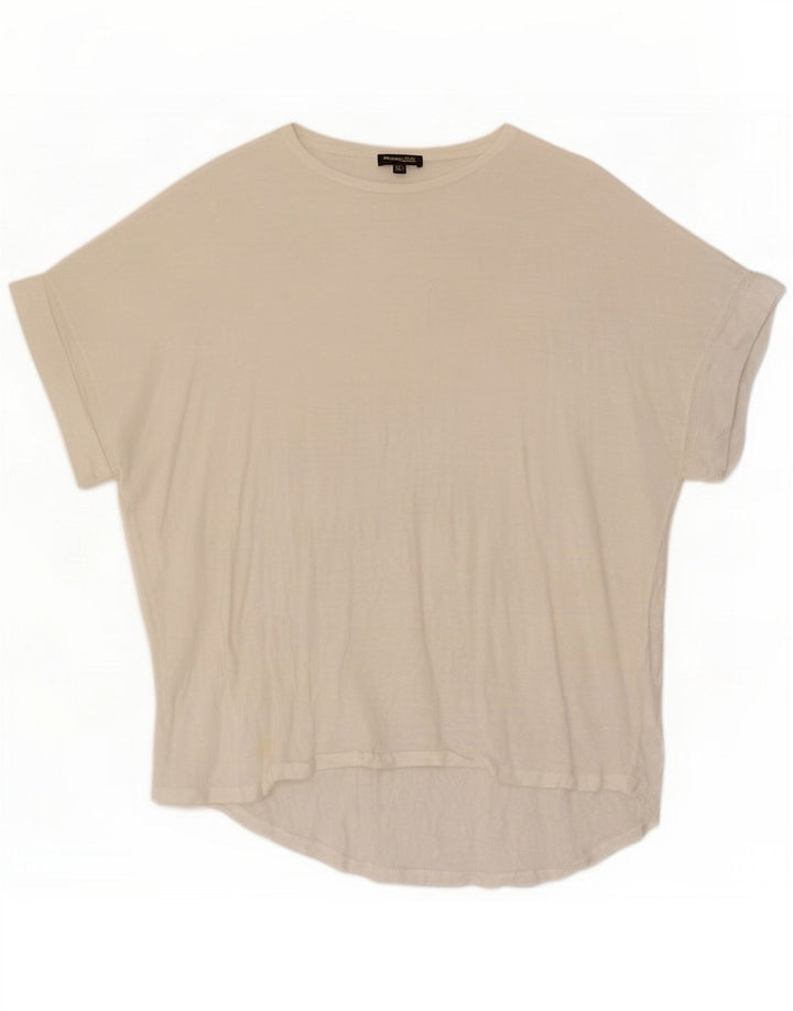 Massimo Dutti Damen T-Shirt Top UK 14 Medium Weiß