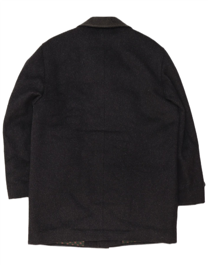 Steinbock Herren Loose Fit Mantel EU 44 XS Schwarze Wolle