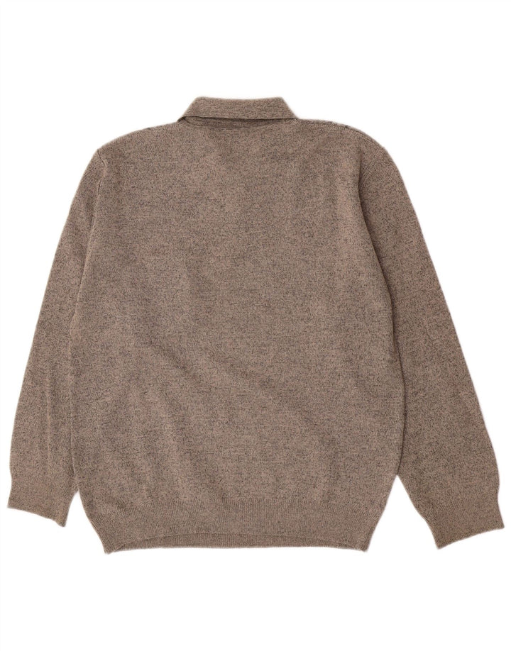 Rodes Herren-Pullover mit Polokragen, Größe L, graue Argyle-/Diamantwolle