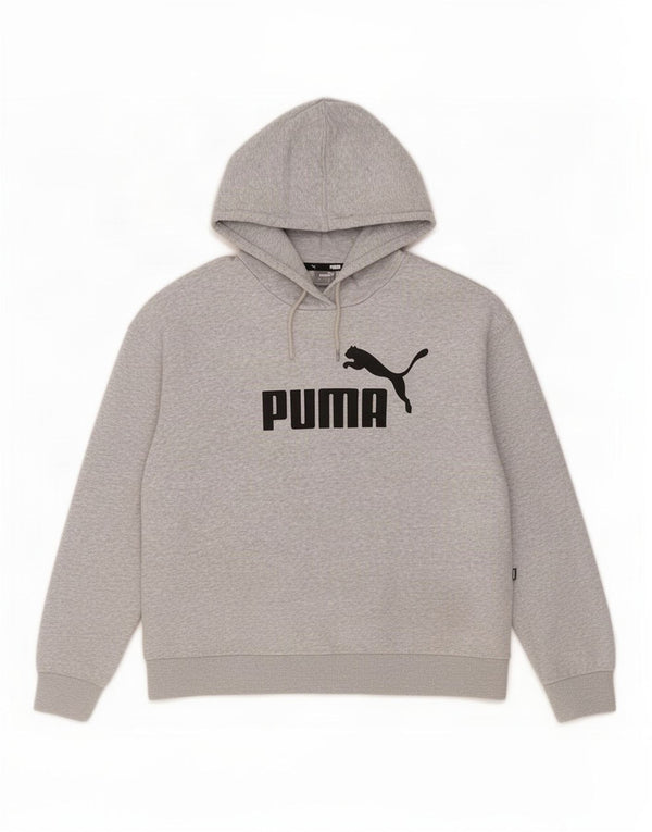 Puma Womens Crop Oversized Hoodie Pullover UK 16 Große graue Baumwolle