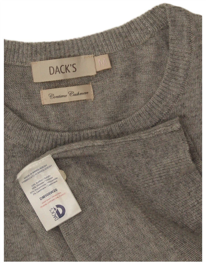 Dack's Herren-Pullover mit Rundhalsausschnitt, mittelgraues Acryl