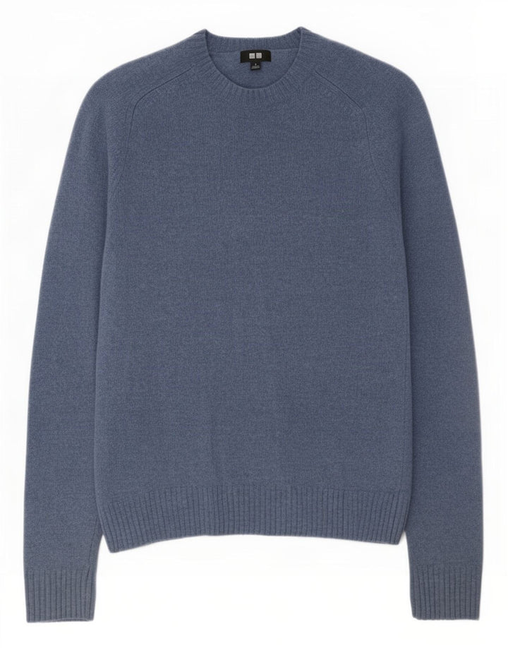 Uniqlo Herren-Pullover mit Rundhalsausschnitt, kleine blaue Wolle