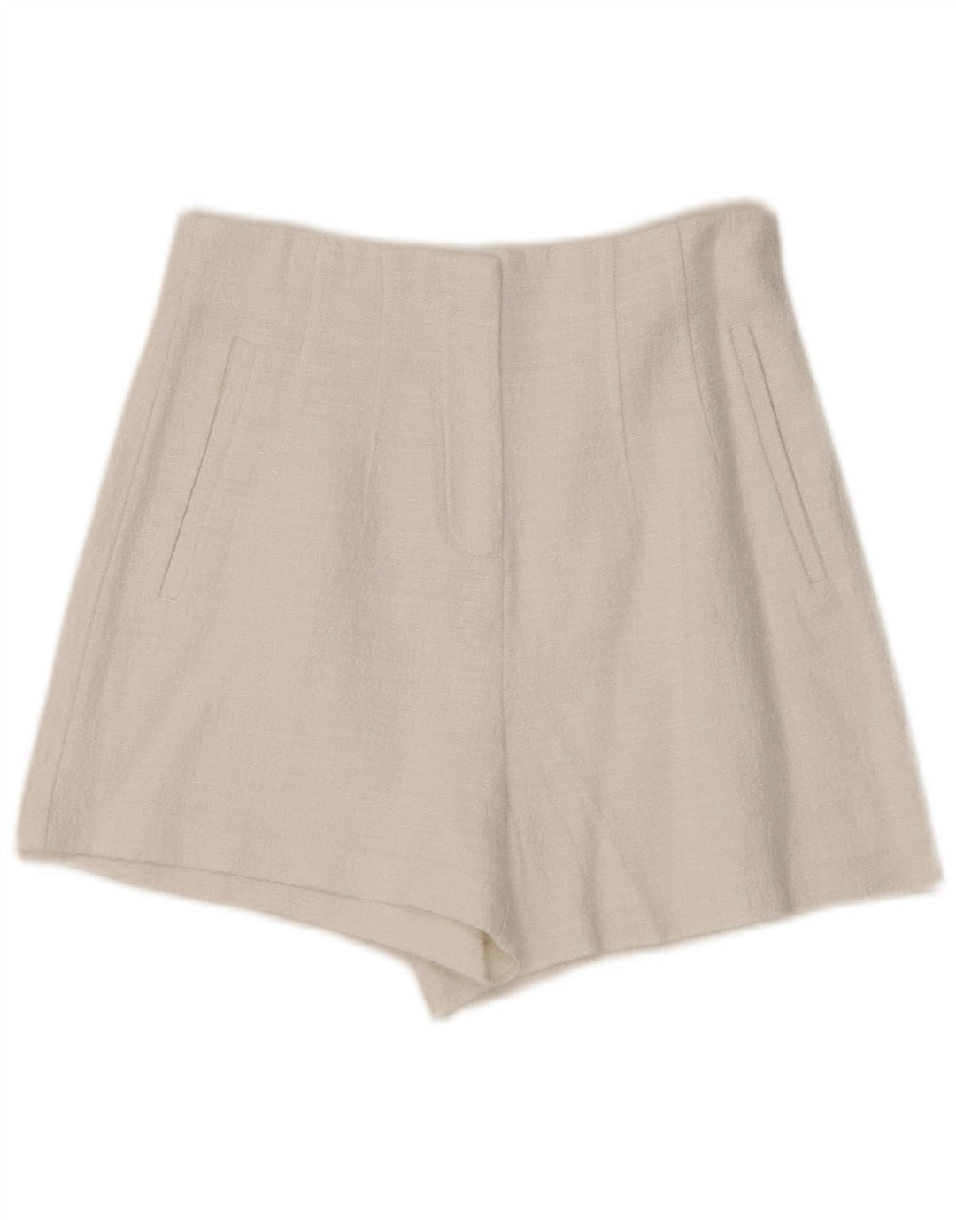 Zara Damen Hotpants mit hoher Taille, Größe S, W26, Weiß
