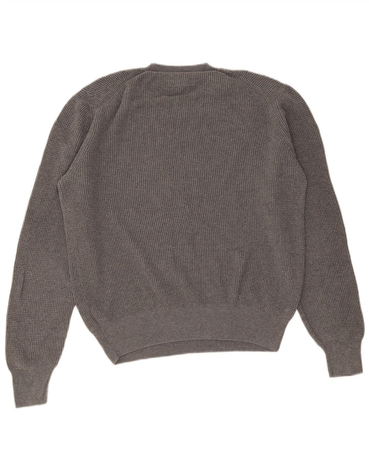 All Saints Herren-Pullover mit Rundhalsausschnitt, Größe L, aus grauer Baumwolle