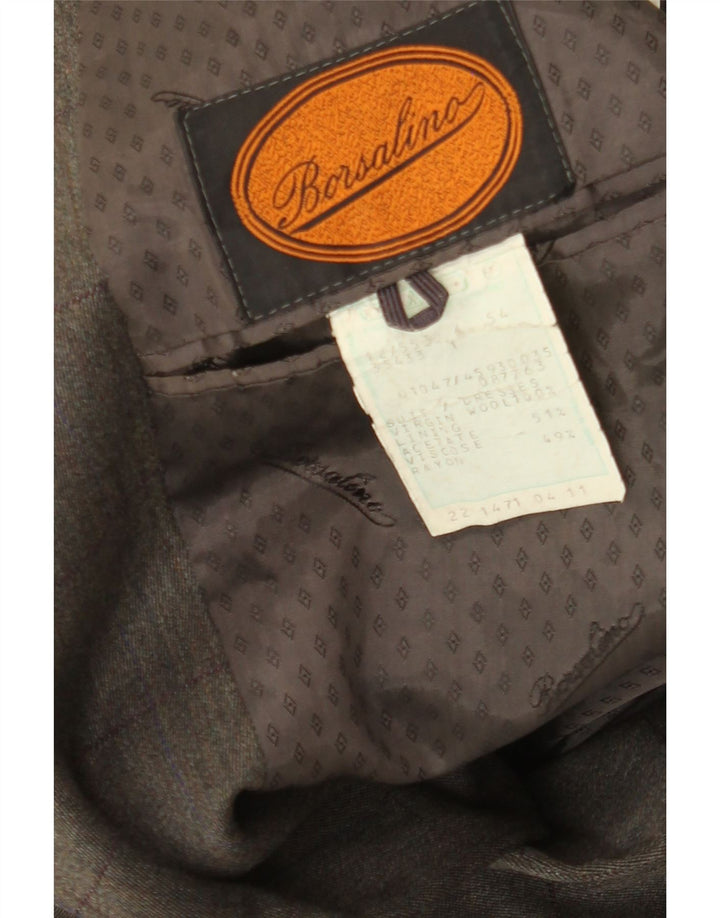 Borsalino Herren-Blazer mit 2 Knöpfen, IT 54, 2XL, grau karierte Wolle