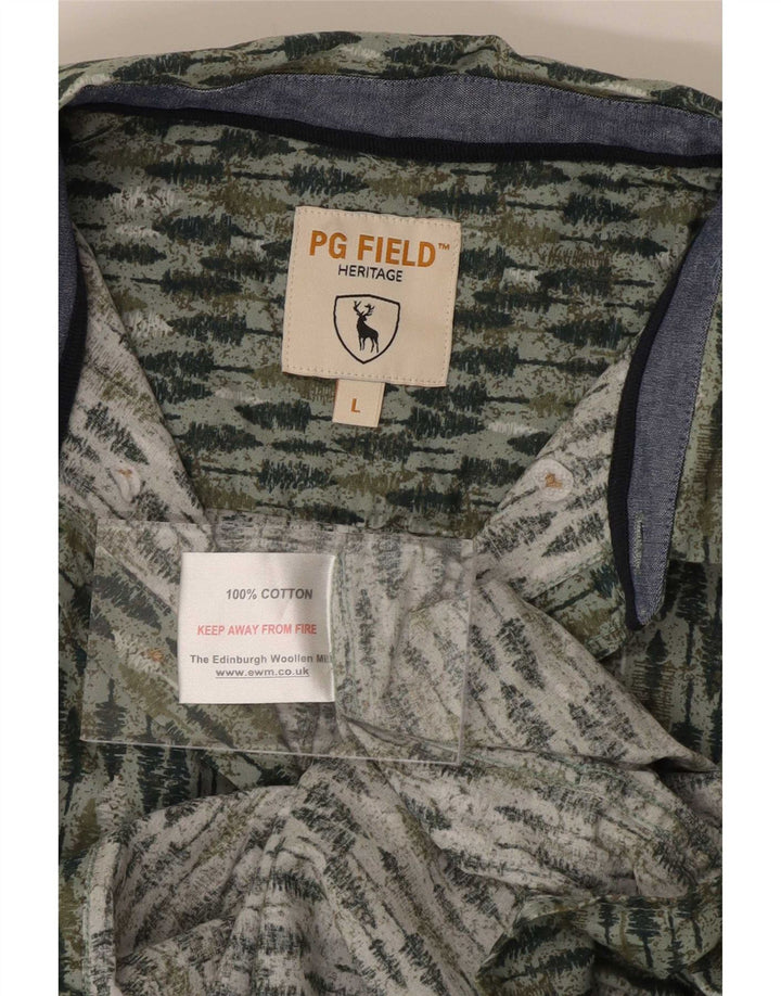 PG Field Herren Heritage Kurzarmhemd mit abstraktem Muster, groß, grün