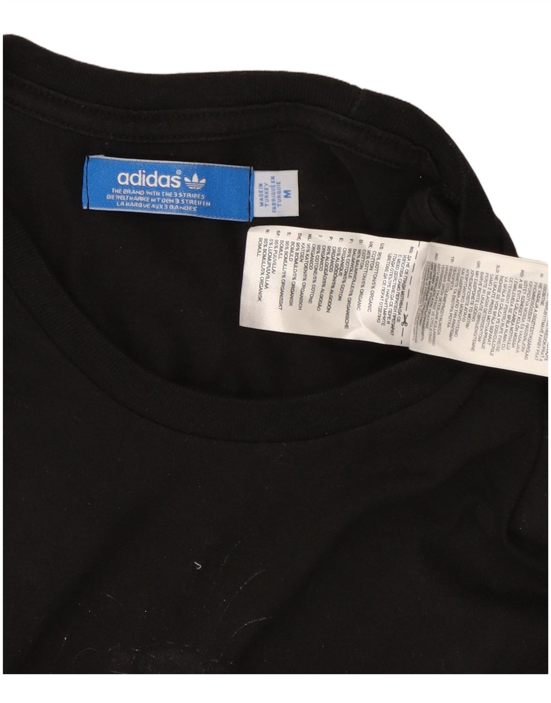 ADIDAS Herren Grafik T-Shirt Top Medium Schwarz Baumwolle
