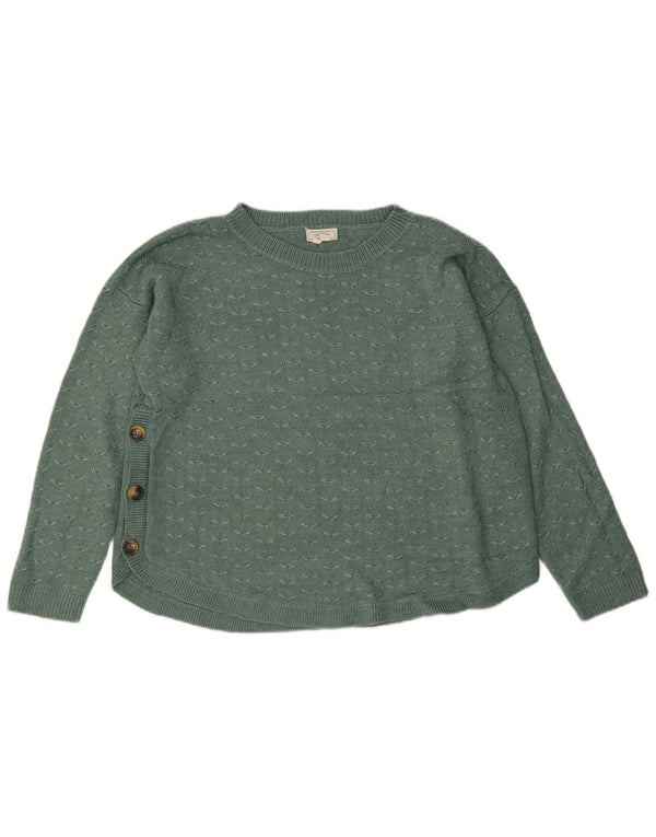 Fat Face Damen-Pullover mit U-Boot-Ausschnitt, UK 14, Größe L, grüne Viskose