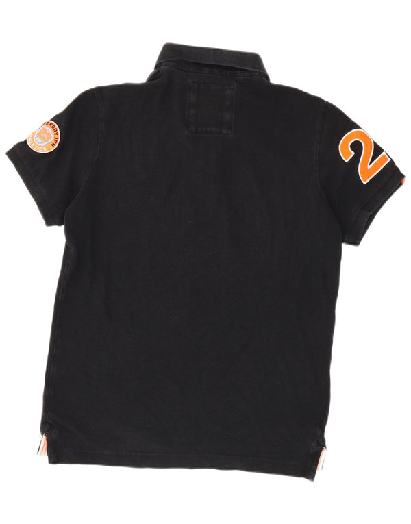 Superdry Herren Rugby-Poloshirt mit Grafik, groß, aus schwarzer Baumwolle