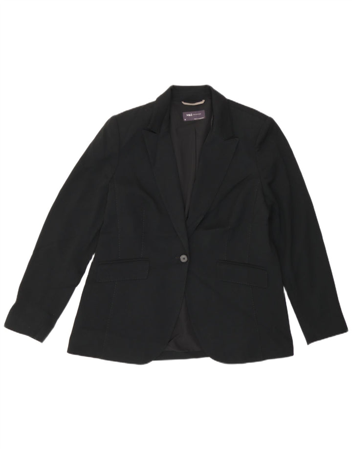 Marks & Spencer Damen-Blazerjacke mit 1 Knopf, UK 16, Größe L, Schwarz, Polyester