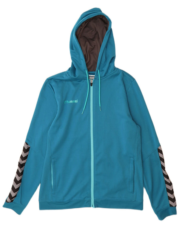 Hummel Damen-Kapuzenpullover mit grafischem Reißverschluss, UK 16, Größe L, Blau, Farbblock