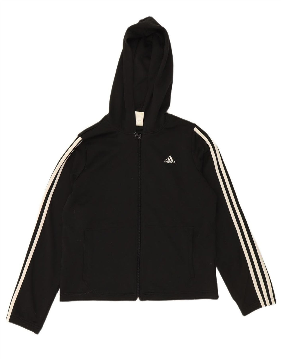ADIDAS Womens Zip Hoodie Sweater UK 14 Large Black Polyester