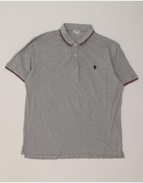 U.S. Polo Assn. Herren-Poloshirt 4XL aus grau gesprenkelter Baumwolle