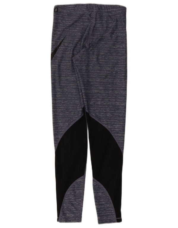 Nike Womens Dri Fit Graphic Leggings UK 8 Small Marineblau Farbblock