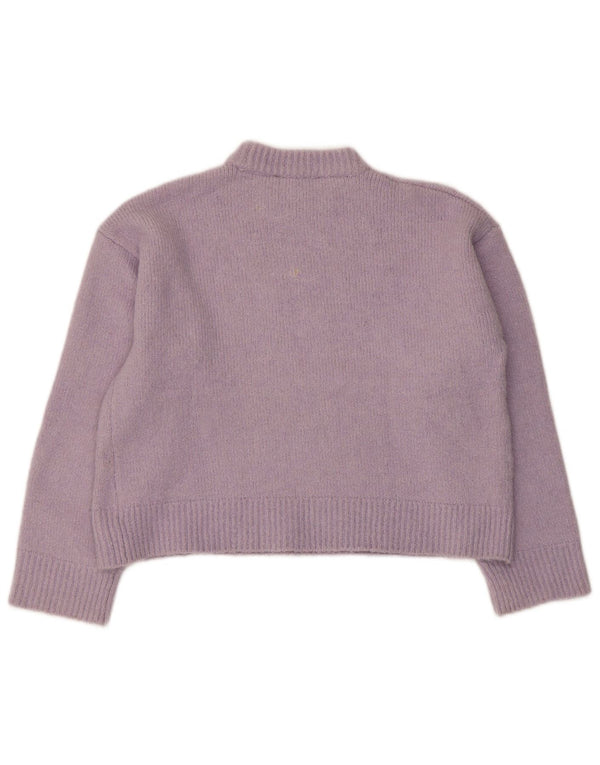 Zara Damen Crop Oversized Rollkragenpullover Pullover UK 10 Small Lila