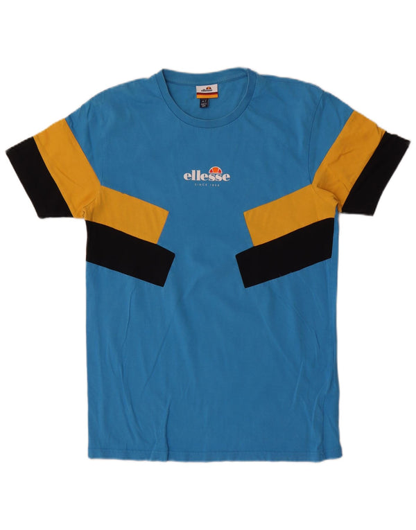 Ellesse Herren-T-Shirt mit Grafik, Größe S, Blau, Colourblock-Baumwolle