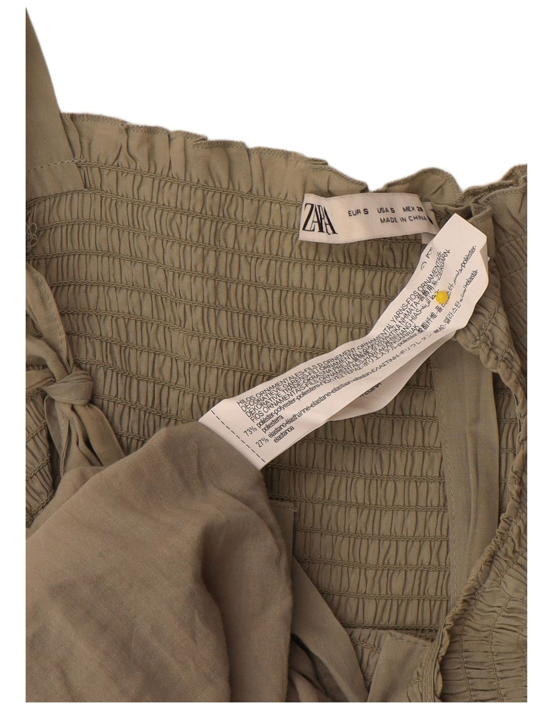 Zara Damen Sommerkleid UK 8 Small Khaki Polyester