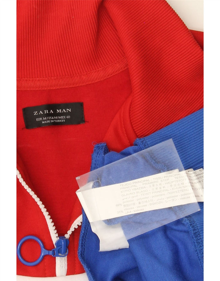 ZARA Herren-Sweatshirt mit Reißverschluss am Hals, mittelgroß, mehrfarbig, Farbblock