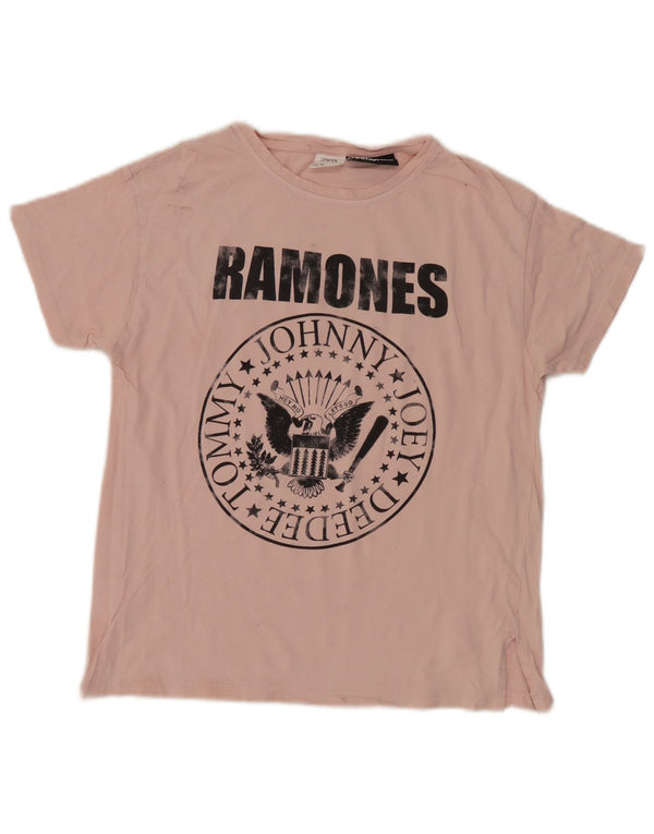Zara Mädchen Ramone Graphic T-Shirt Top 13–14 Jahre rosa Baumwolle