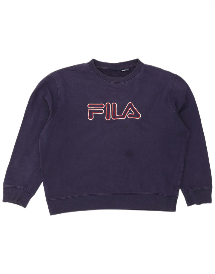 Fila Herren Grafik-Sweatshirt-Pullover 2XL Marineblau aus Baumwolle
