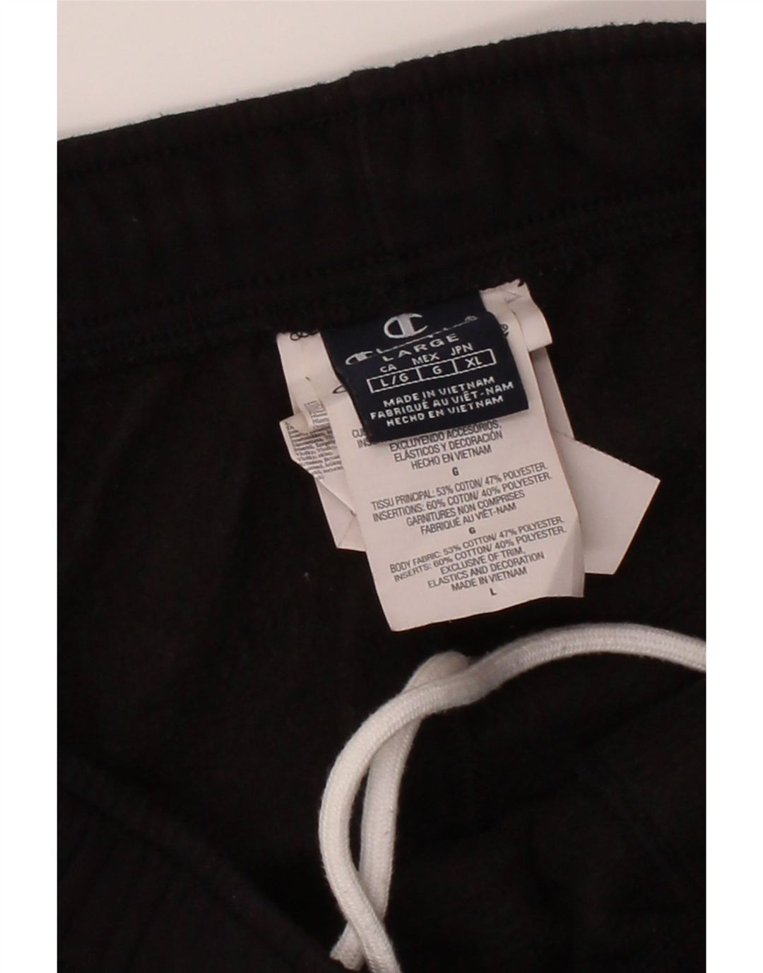 CHAMPION Mens Tracksuit Trousers Large Black Cotton Vintage Champion and Second-Hand Champion from Messina Hembry 