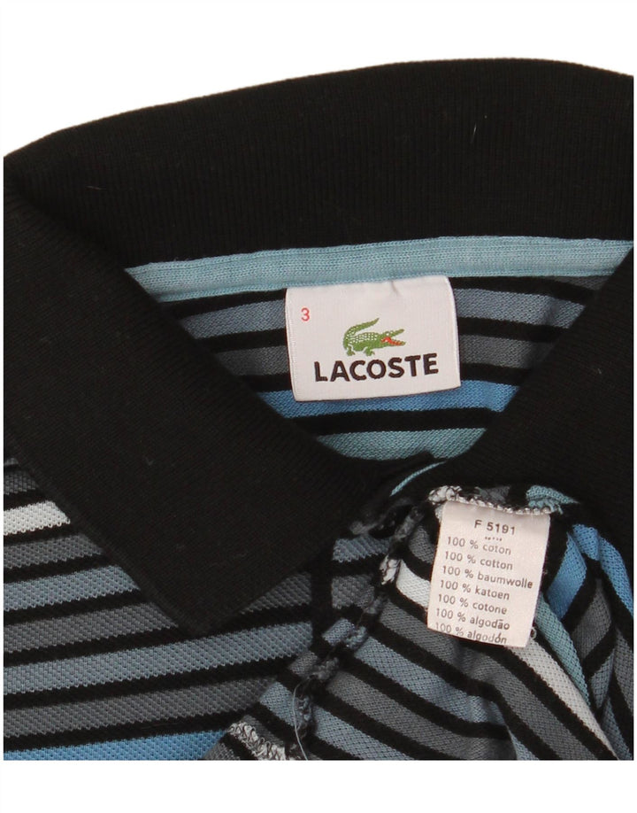 Lacoste Herren-Poloshirt, Größe 3, klein, grau gestreift, Baumwolle