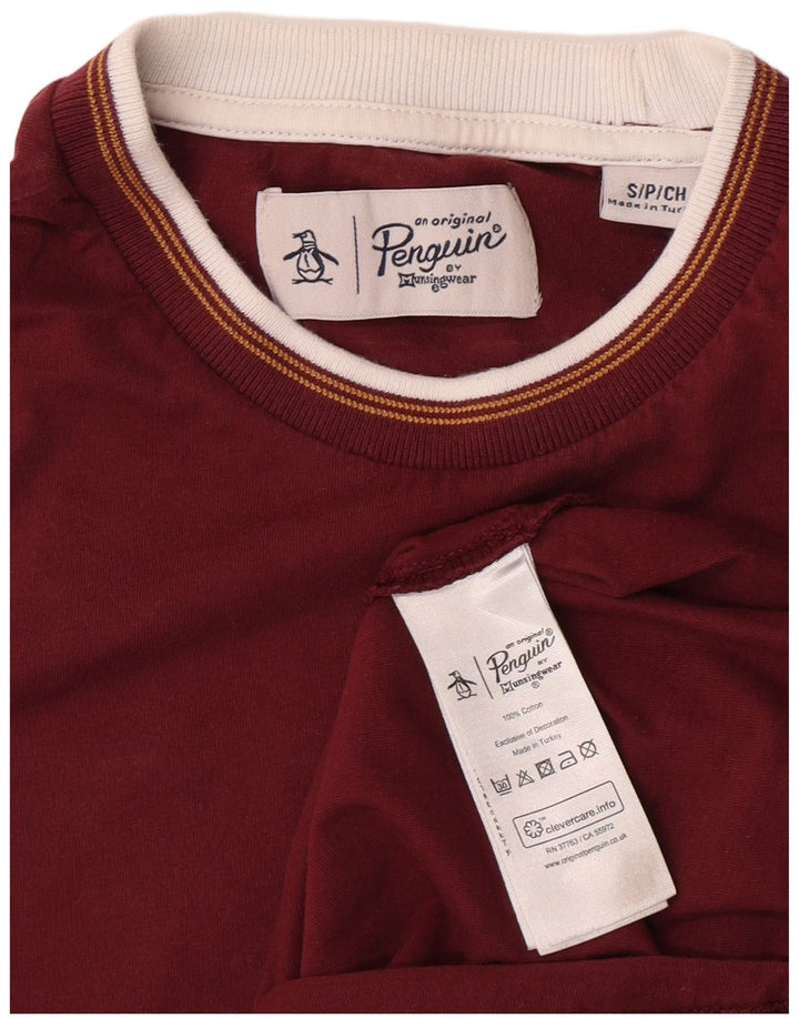 Penguin Herren T-Shirt Top Small Kastanienbraune Baumwolle