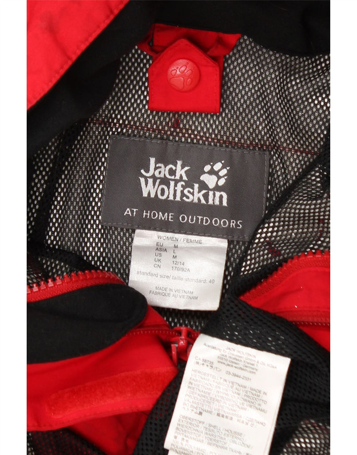 Jack Wolfskin Damen Regenjacke mit Kapuze UK 12/14 Medium Red Polyamid