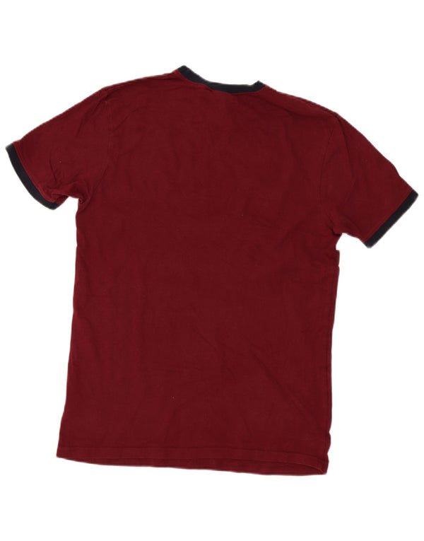 Ellesse Herren T-Shirt Top Small Burgunderrot gestreift aus Baumwolle