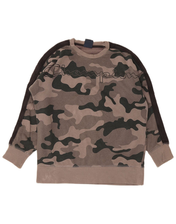 Champion Sweatshirt-Pullover mit Grafik für Jungen, 11–12 Jahre, graue Camouflage-Baumwolle