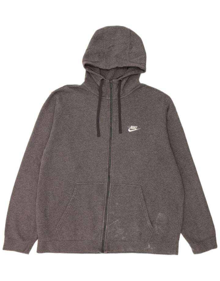 Nike Herren-Kapuzenpullover mit Reißverschluss, 2XL, graue Baumwolle