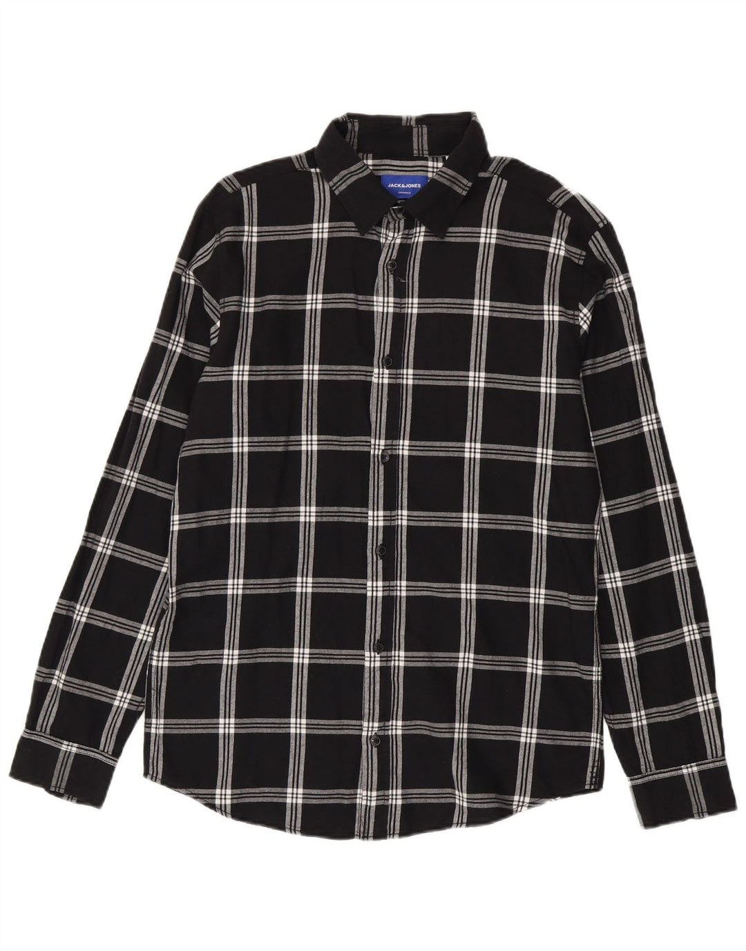 Jack & Jones Herren-Flanellhemd, groß, schwarz, kariert, Baumwolle