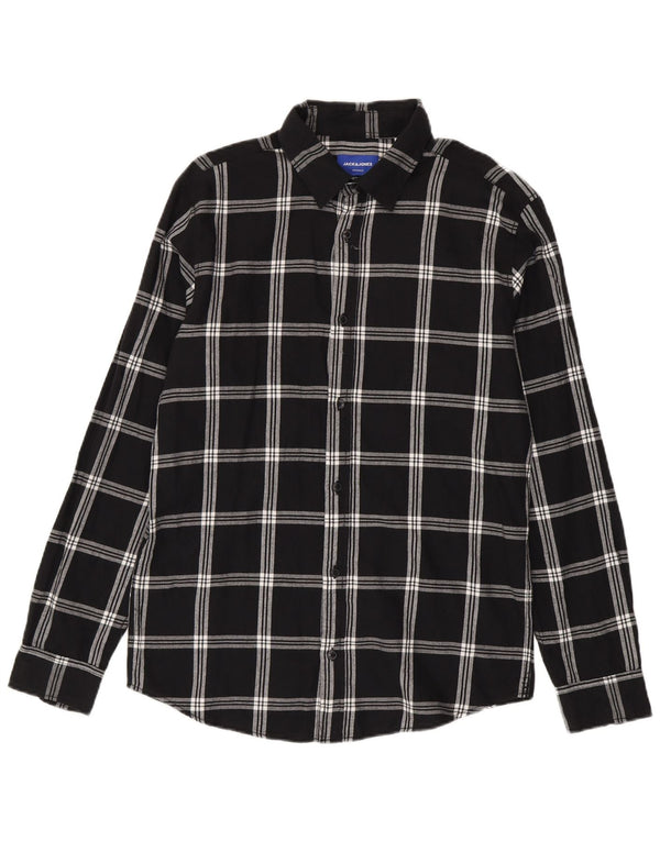 Jack & Jones Herren-Flanellhemd, groß, schwarz, kariert, Baumwolle