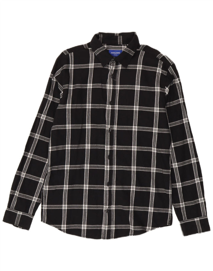 Jack & Jones Herren-Flanellhemd, groß, schwarz, kariert, Baumwolle