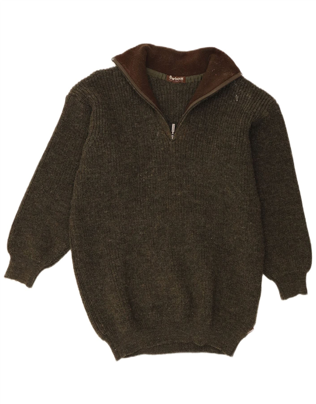 Barbour Herren-Pullover mit Reißverschluss, XL, Khaki, Schurwolle